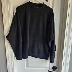 Eddie Bauer L Tall Women's Black Crewneck Fleece Sweater